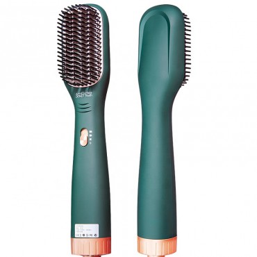 Lescolton Green Hot Air Hair Straightener Brush Hot Air Brush Straightening Comb with ION Generator 
