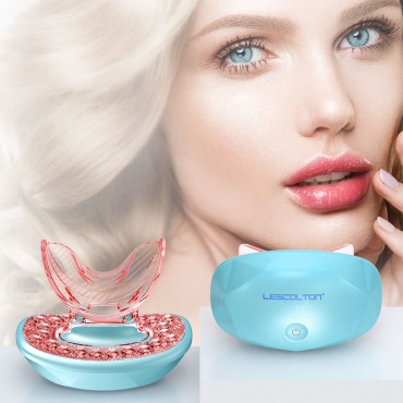 Lescolton Lip Plumper Device Lip Plumping Fuller Lips Rechargeable Lip Enhancer Tool Light Therapy Lip Care Anti-Aging for Sexy Lips blue