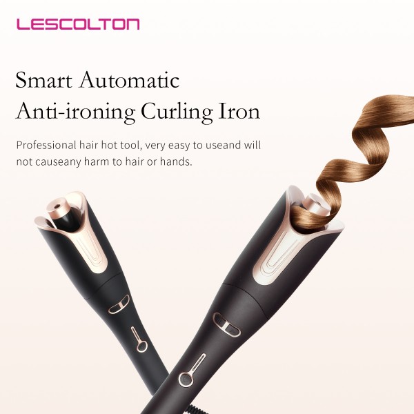 Automatic Hair Curling Iron, LESCOLTON Rotating Curlers Iron with 1" Large Barrel Curls, Auto Hair Curler Wand with 4 Temp & Dual Voltage, Anti-Scald, Auto Shut-Off Spin Iron