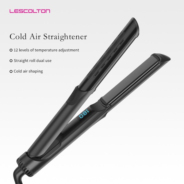 LESCOLTON Cold Air Straightener,Cold Air Shaping,Straight Roll Dual-Use,12 Levels Of Temperature,Portable Mini Size for Travel